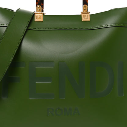 Fendi Vitello King Plexiglass Logo Embossed Medium Fendi Sunshine Shopper Tote Avocado 7 of 9