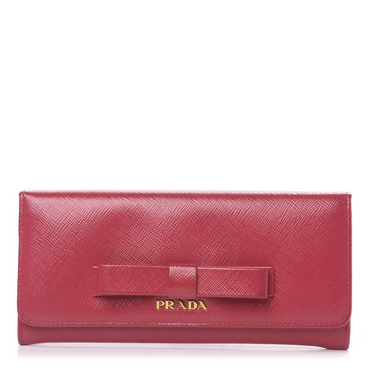Prada Saffiano Vernice Bow Continental Wallet Peonia 1 of 8