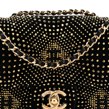 Chanel Velvet Strass Evening Flap Bag Black Gold 8 of 11