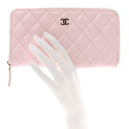 Chanel Caviar Quilted Large Gusset Zip Around Wallet Light Pink 2 of 11