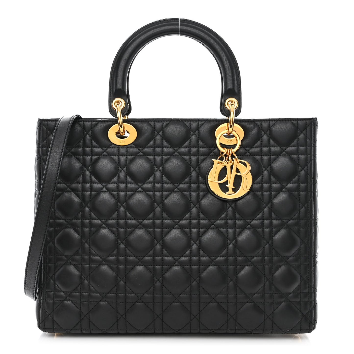 Lambskin Cannage Large Lady Dior Black