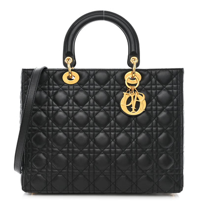 Christian Dior Lambskin Cannage Large Lady Dior Black 1 of 12