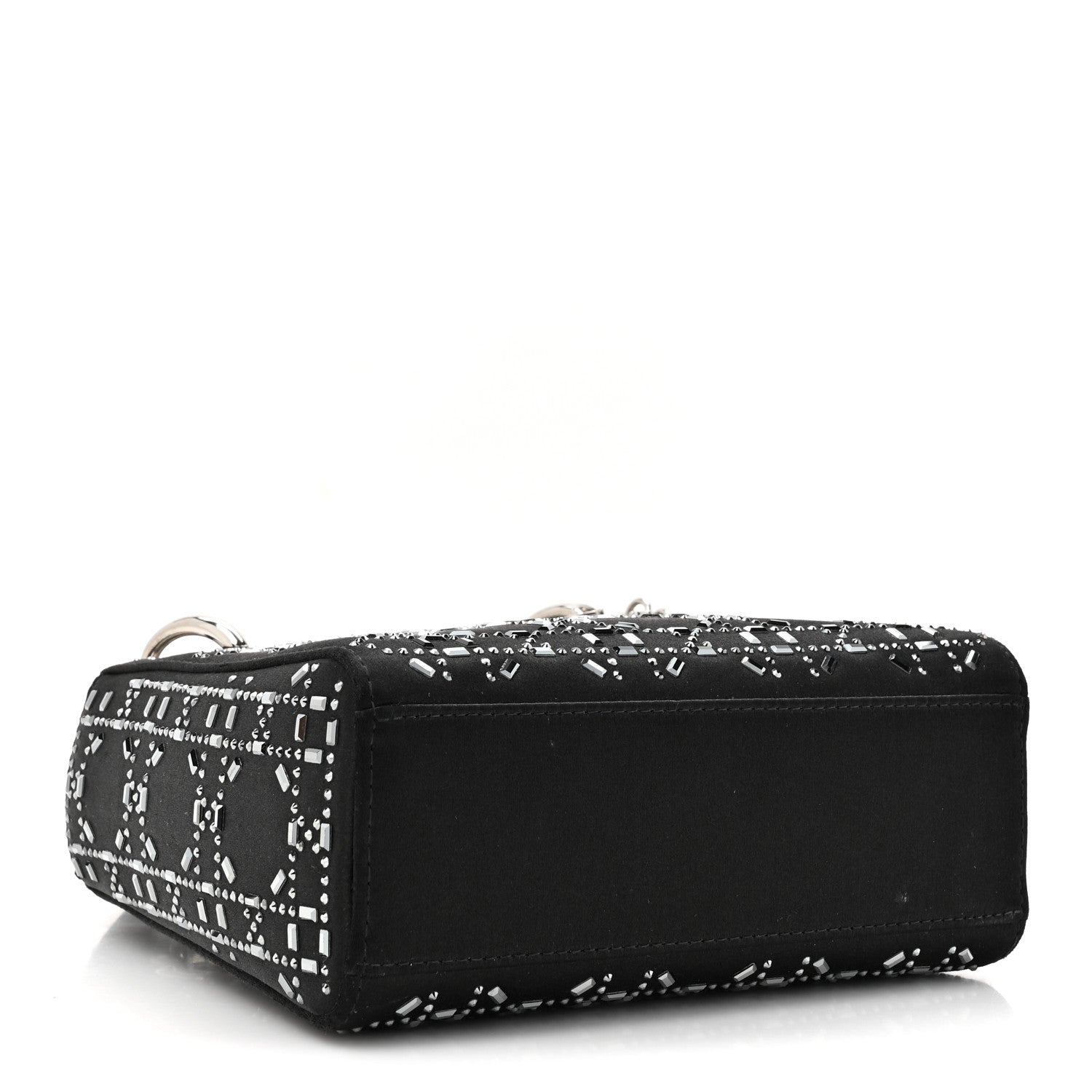 Christian Dior Satin Crystal Cannage Mini Lady Dior Black 4 of 14