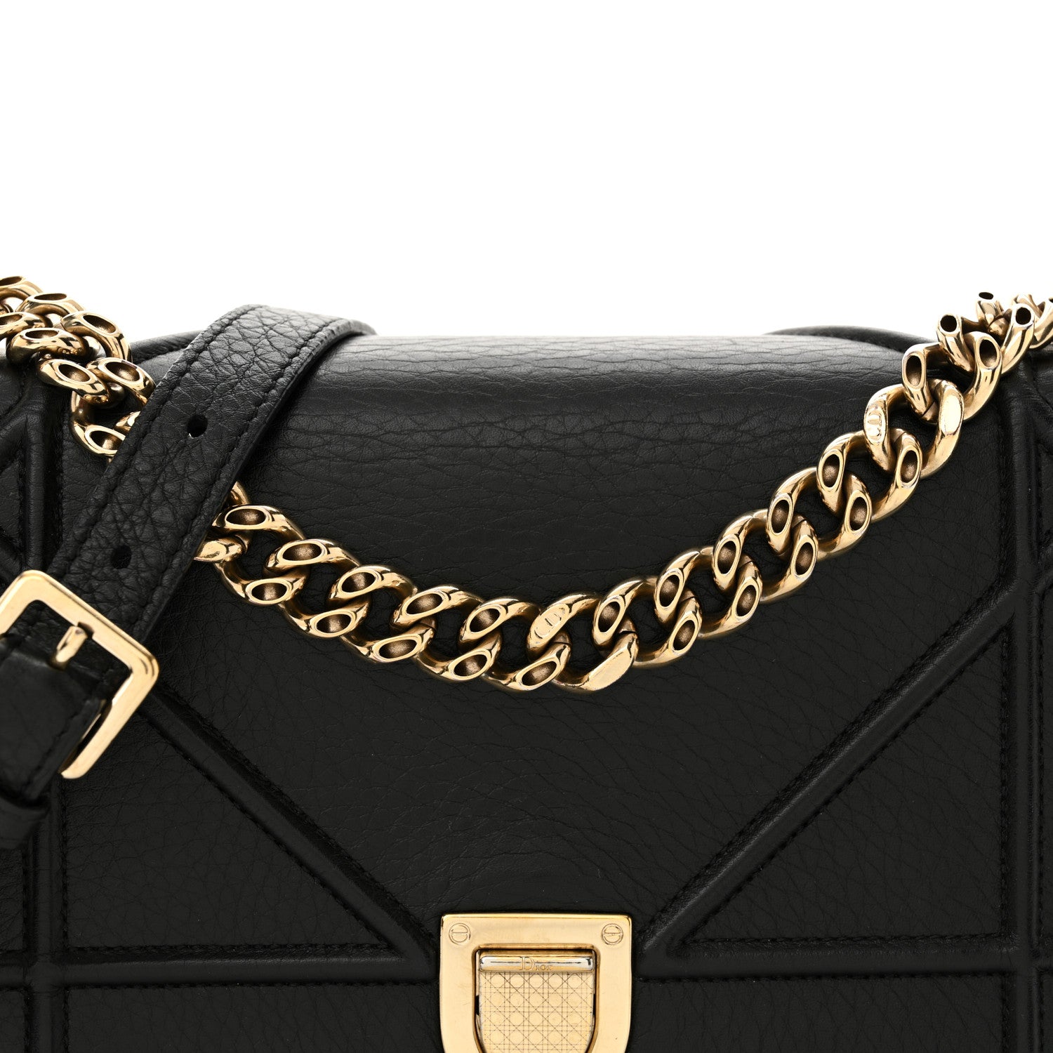 Christian Dior Grained Calfskin Small Diorama Flap Bag Black 8 of 13