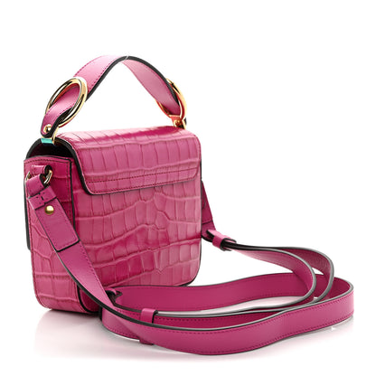 Chloe Calfskin Crocodile Embossed Mini C Bag Pink 3 of 10