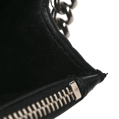 Balenciaga Shiny Calfskin Logo Crocodile Embossed Ville Wallet on Chain Black 13 of 13