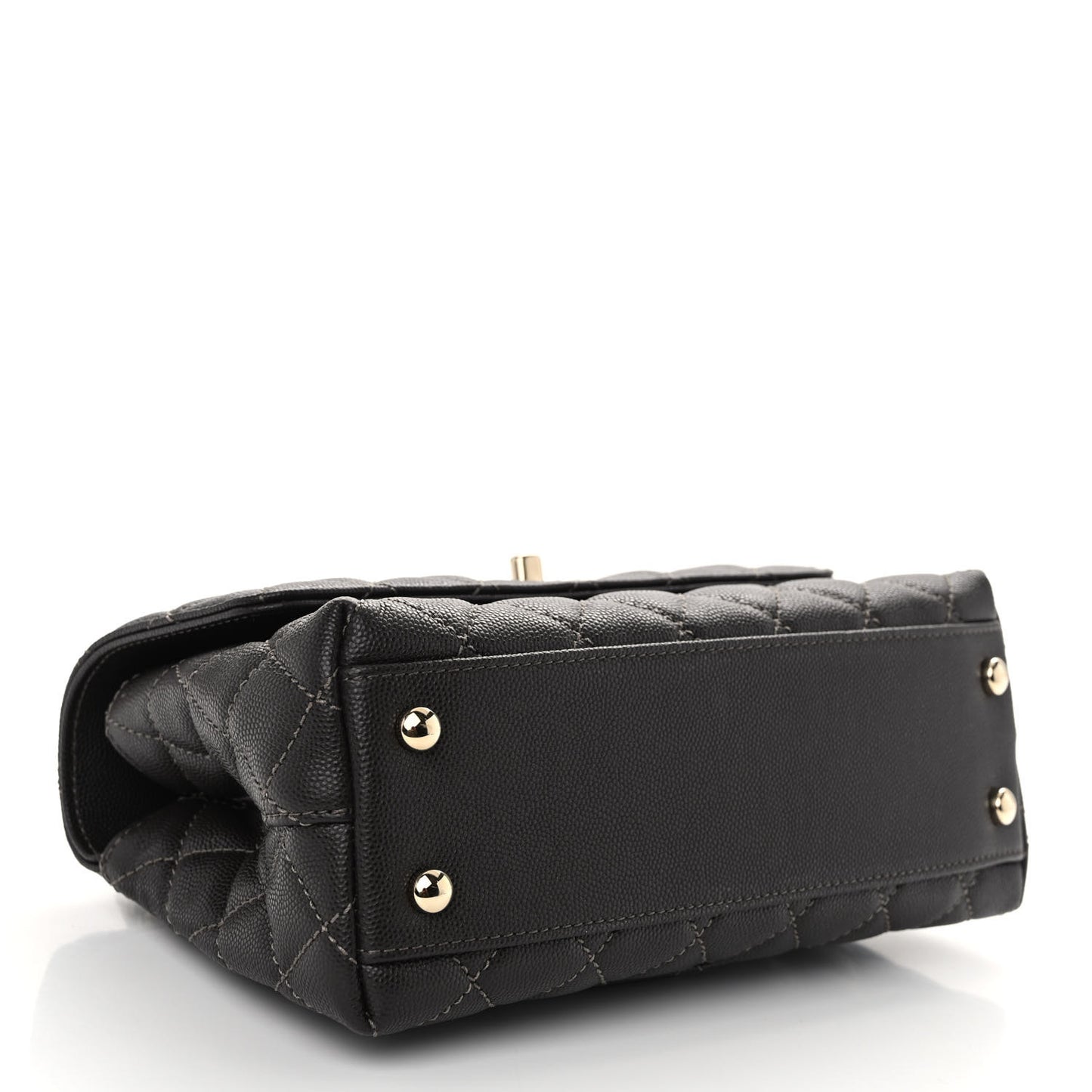 Caviar Quilted Mini Coco Chain Handle Flap Dark Brown