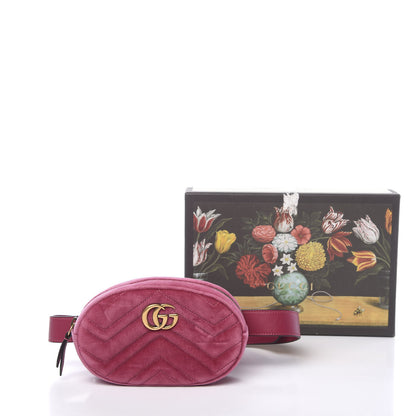 Gucci Velvet Matelasse GG Marmont Belt Bag 85 34 Light Raspberry Rose 10 of 10