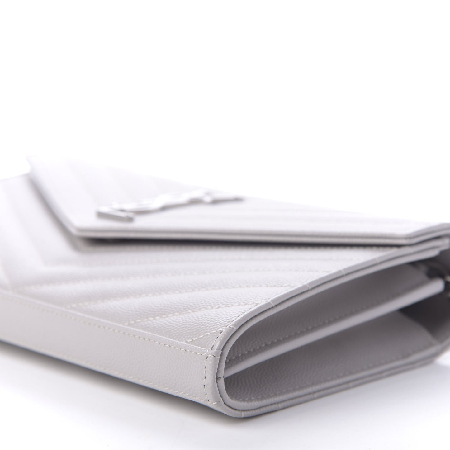 Grain De Poudre Matelasse Chevron Monogram Chain Wallet Light Grey