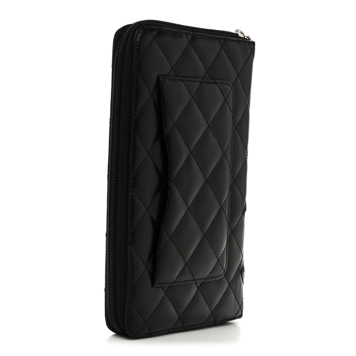 Calfskin Cambon Zip Around Organizer Wallet Black