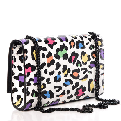 Saint Laurent Grain De Poudre Small Classic Monogram Multicolor Leopard Print Kate Satchel White 3 of 8