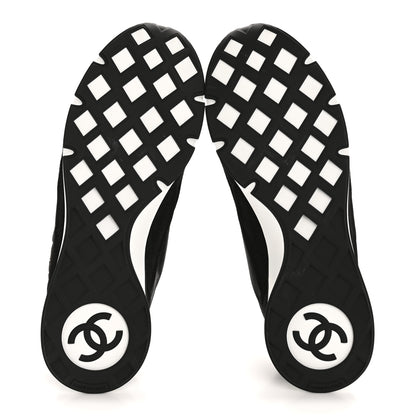 Chanel Nylon Suede Kidskin Calfskin Logo Sneakers 38 Dark Navy Blue Navy Blue Black 6 of 10