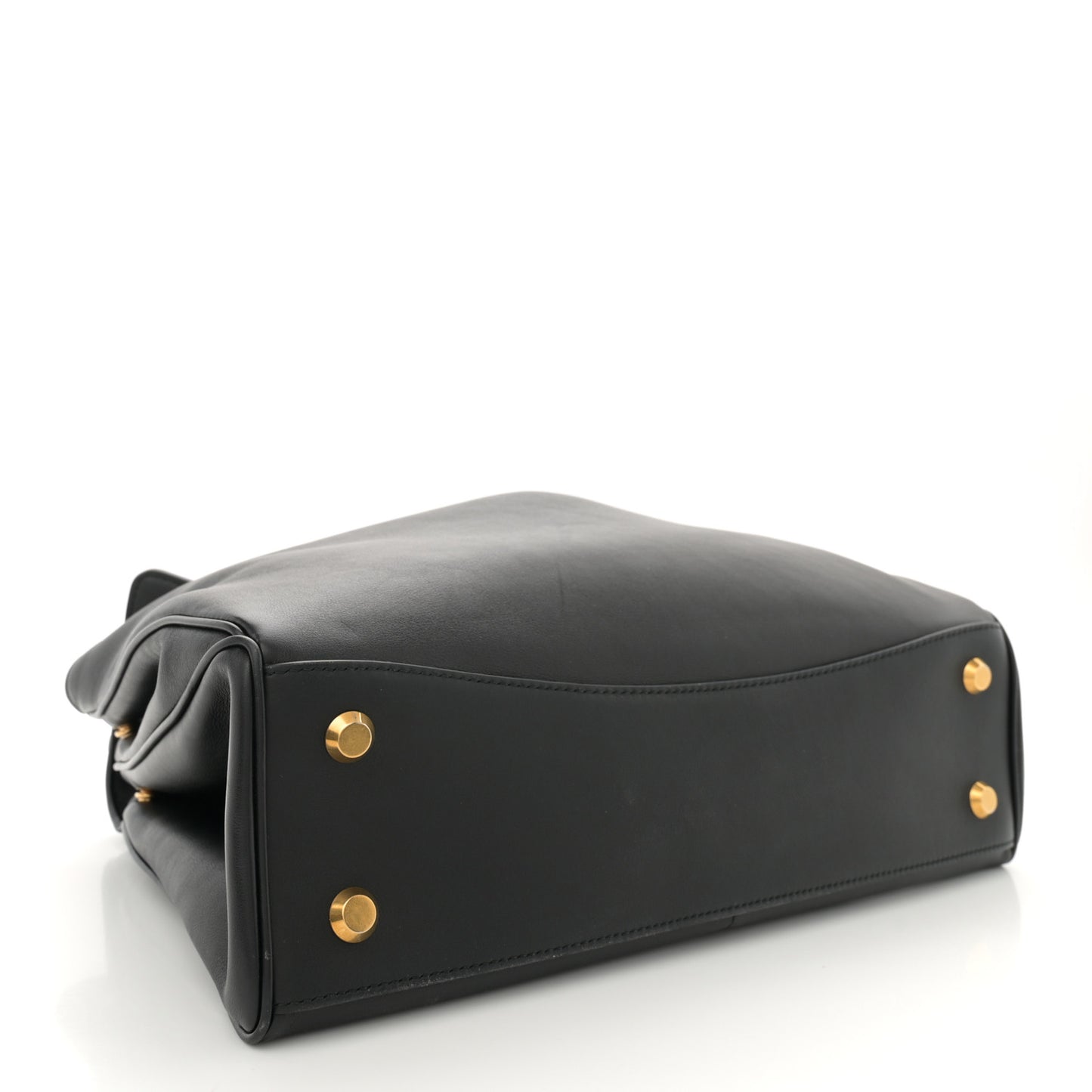 Natural Smooth Calfskin Medium Rodeo Top Handle Handbag Black