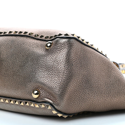 Valentino Garavani Metallic Alce Printed Calfskin Medium Rockstud Tote Sasso 7 of 10