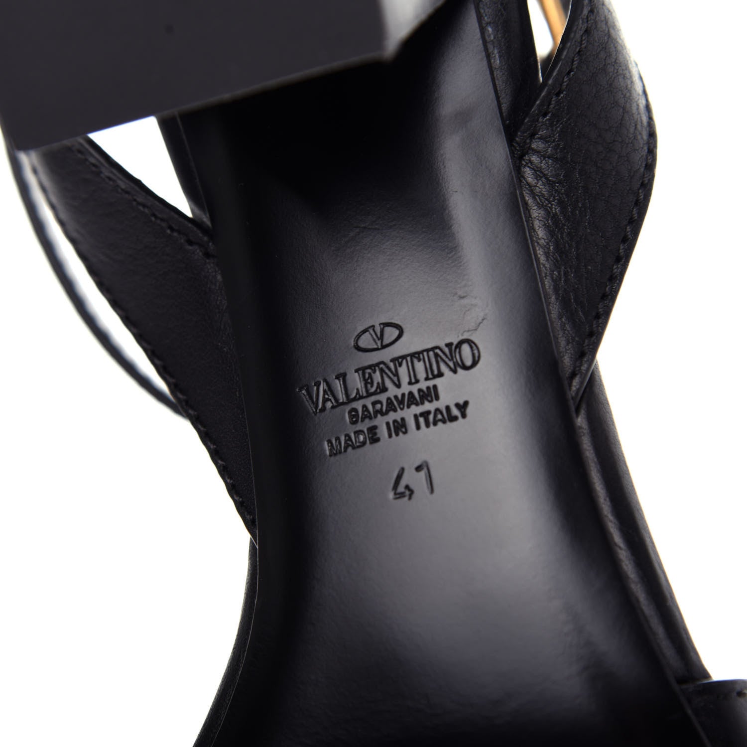 Valentino Garavani Grainy Cowhide VLogo 60mm Sandals 41 Black 8 of 10