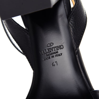 Valentino Garavani Grainy Cowhide VLogo 60mm Sandals 41 Black 8 of 10