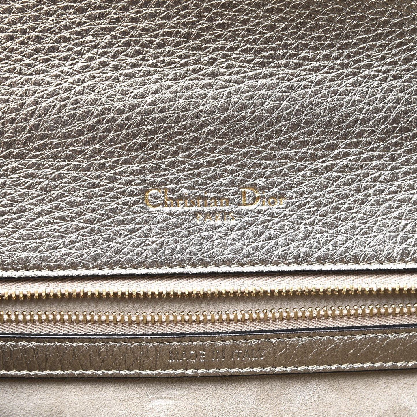 Metallic Grained Calfskin Medium Diorama Flap Bag Pale Gold