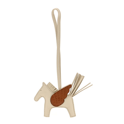 Hermes Milo Lambskin Matte Alligator Touch Grigri Rodeo Pegase Horse Bag Charm PM Craie Gold 1 of 5