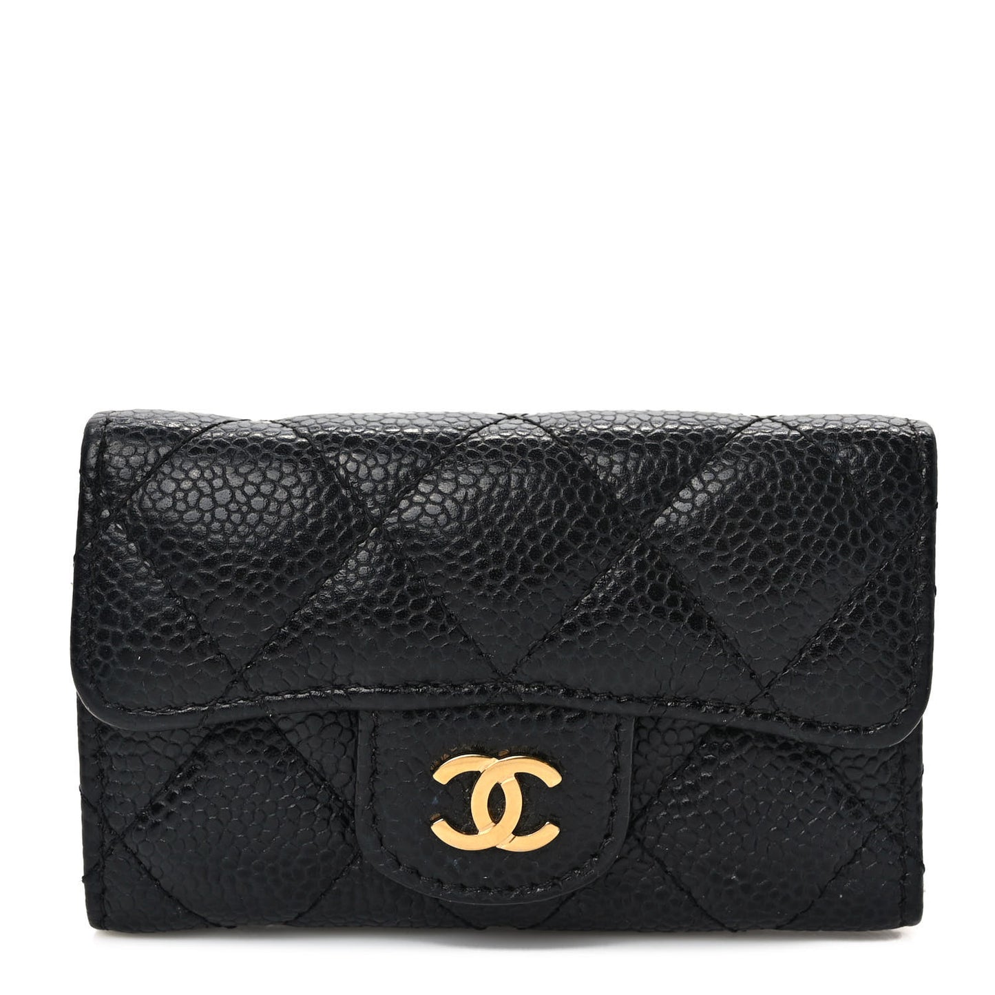 Caviar Quilted 6 Key Holder Black
