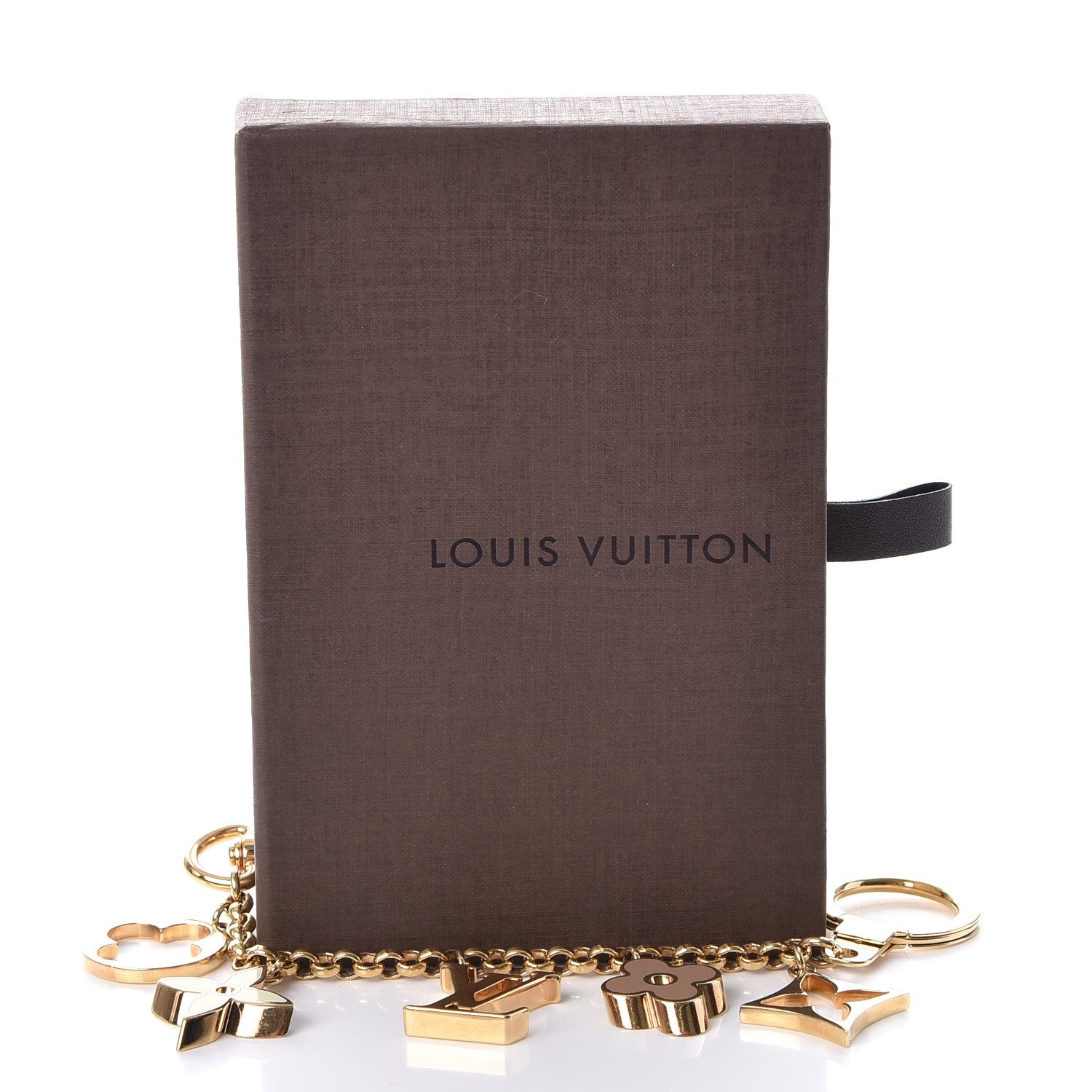 Louis Vuitton Brass Enamel Fleur De Monogram Bag Charm Chain Gold 6 of 6