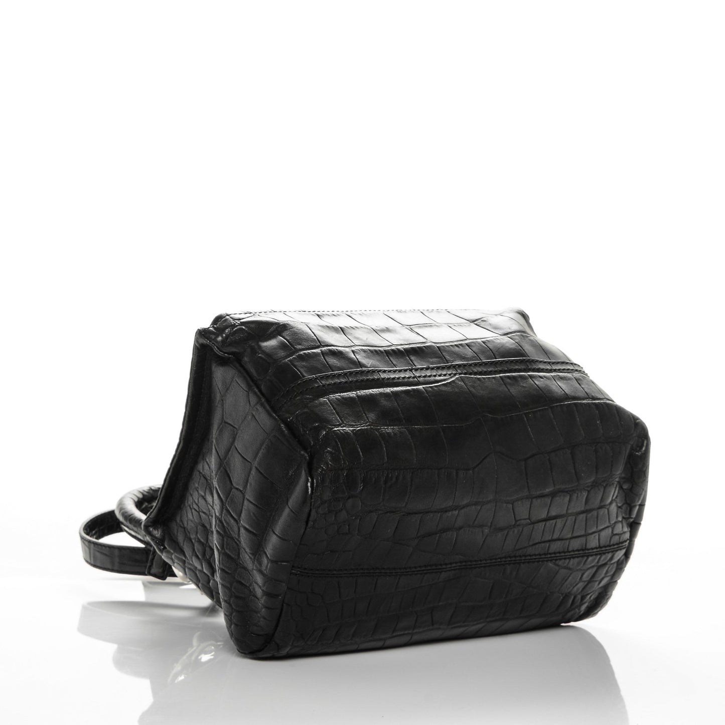 Calfskin Crocodile Embossed Small Pandora Black