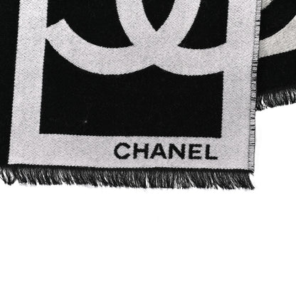 Chanel Cashmere Wool Silk CC Logo Stole Black Multicolor 4 of 4
