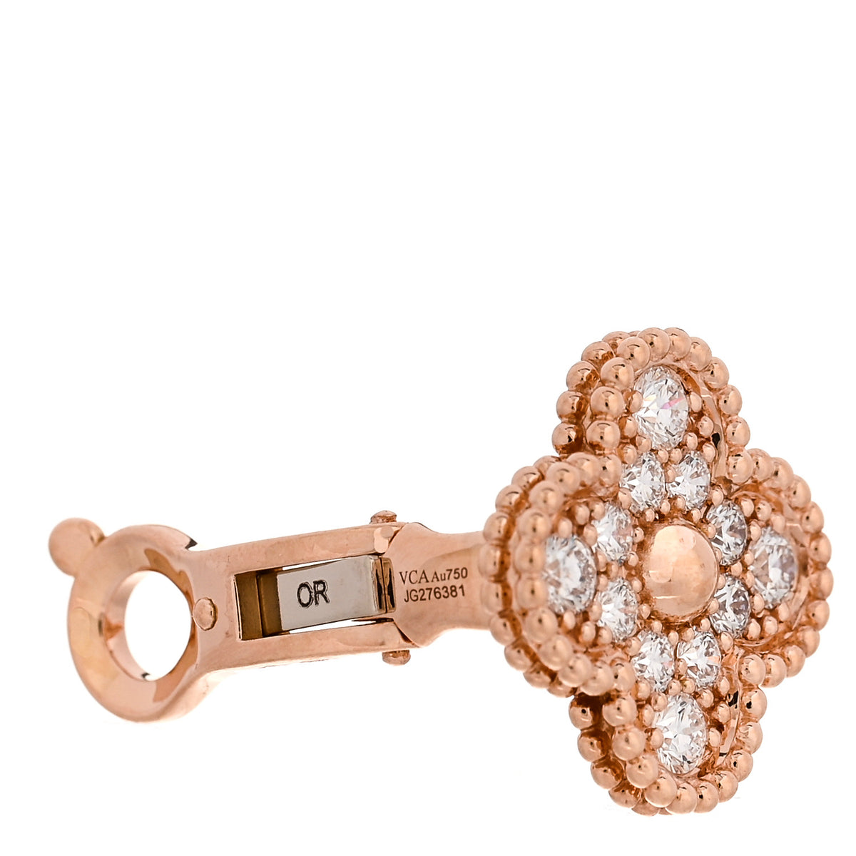 Van Cleef & Arpels 18K Rose Gold Diamond Vintage Alhambra Earrings 4 of 5