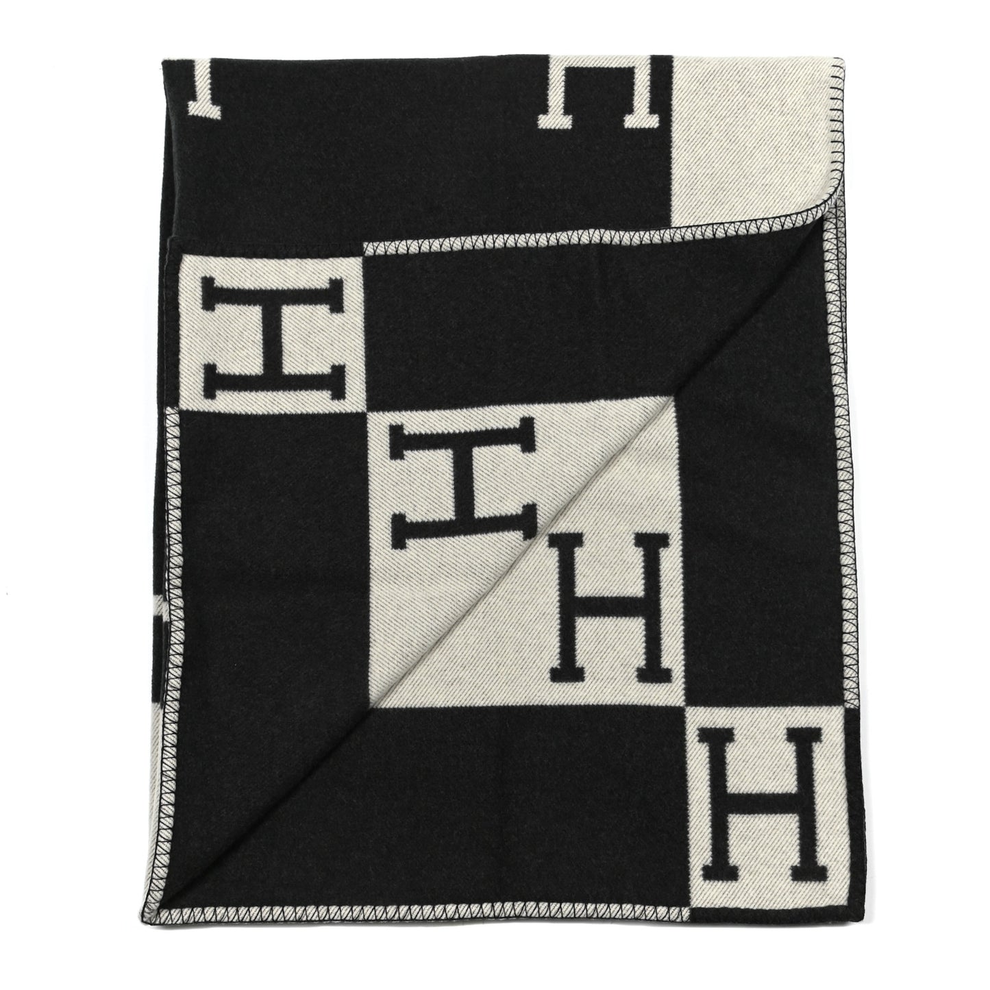 Wool Cashmere Avalon Blanket Ecru Gris Fonce