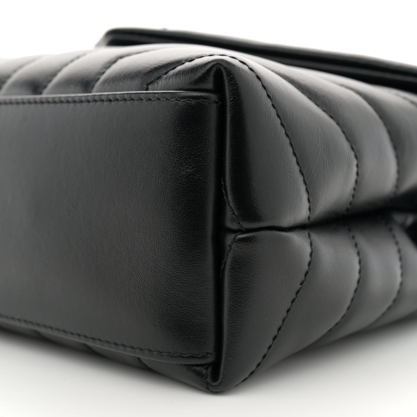 Calfskin Y Quilted Monogram Monochrome Small Loulou Chain Satchel Black