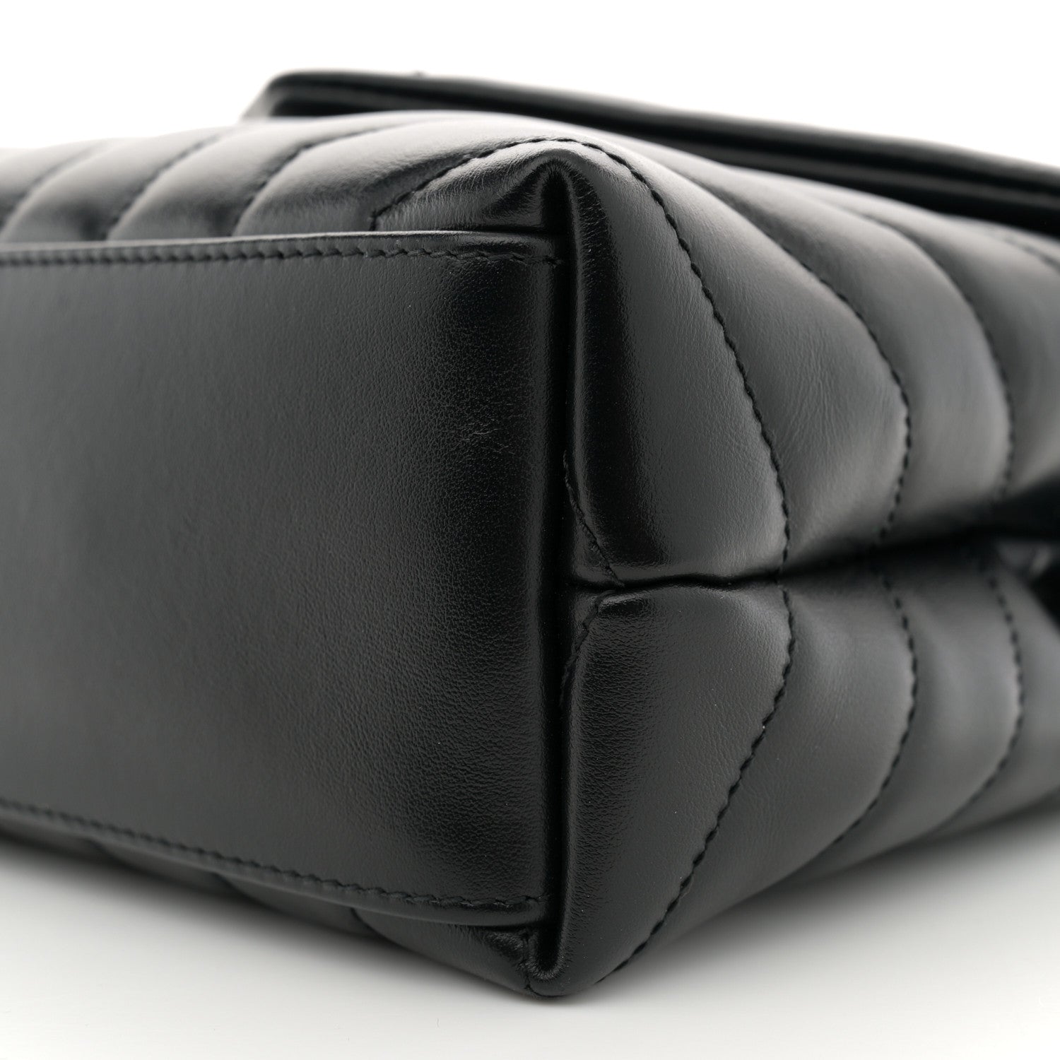 Saint Laurent Calfskin Y Quilted Monogram Monochrome Small Loulou Chain Satchel Black 10 of 12