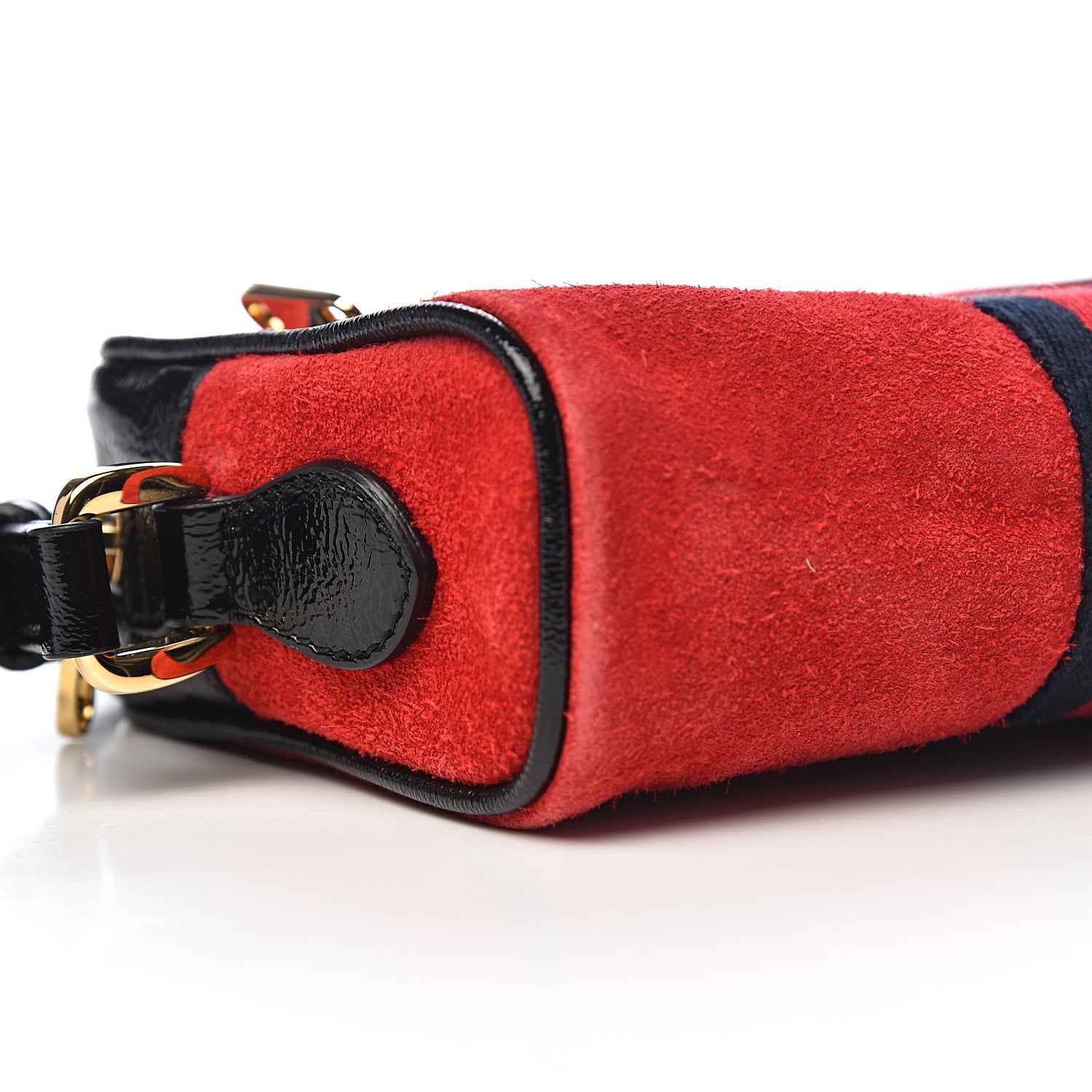 Gucci Suede Patent Web Mini Ophidia Shoulder Bag Red 9 of 12