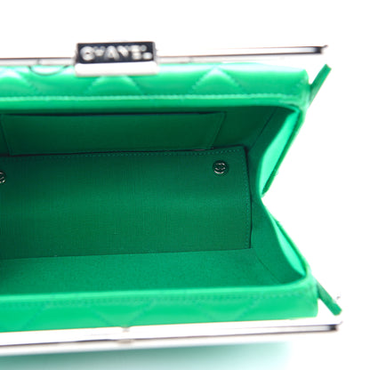 Chanel Quilted Lambskin Metal Bar Clutch Bag Green 5 of 9