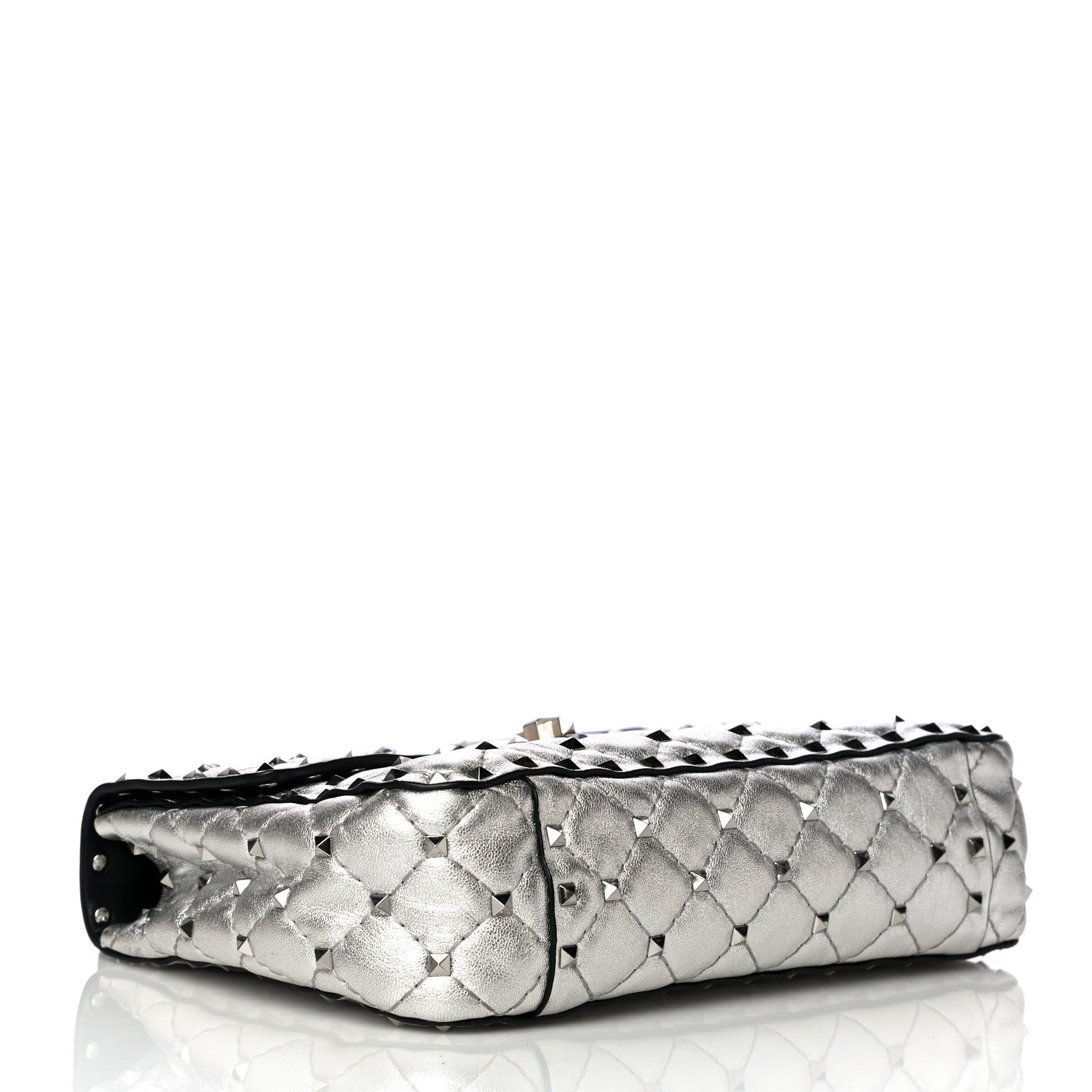 Valentino Garavani Metallic Nappa Medium Rockstud Spike Shoulder Bag Silver 5 of 13