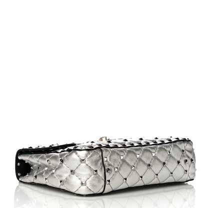 Valentino Garavani Metallic Nappa Medium Rockstud Spike Shoulder Bag Silver 5 of 13