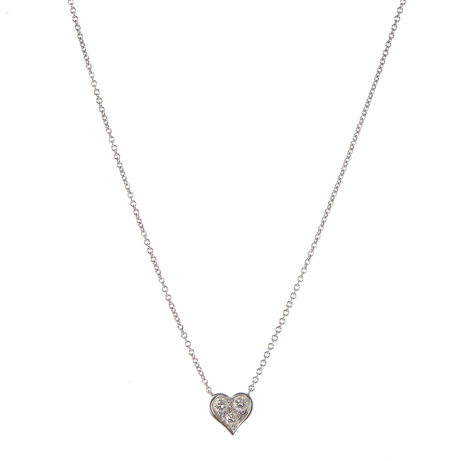 Tiffany Platinum Diamond Heart Pendant Necklace 1 of 8
