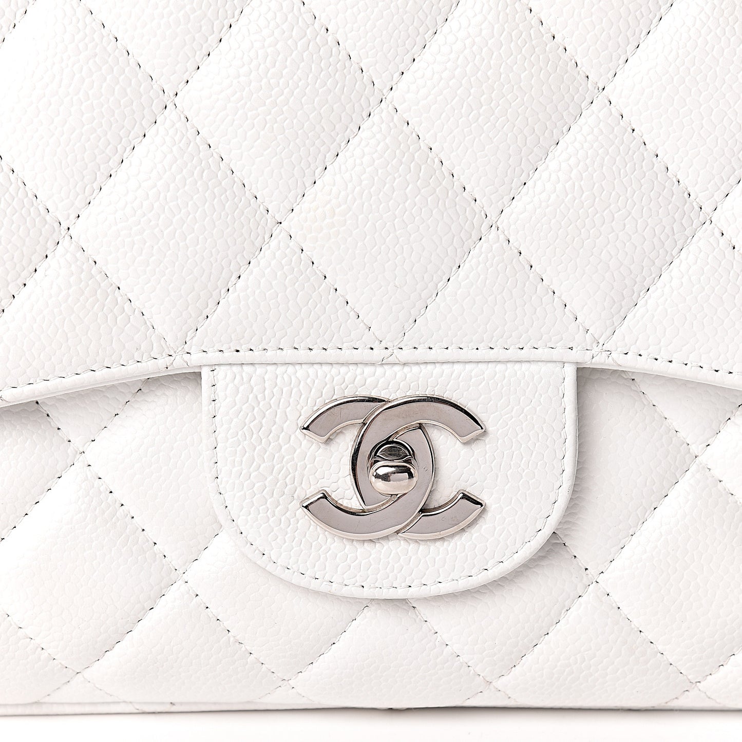 Caviar Quilted Jumbo Single Flap White