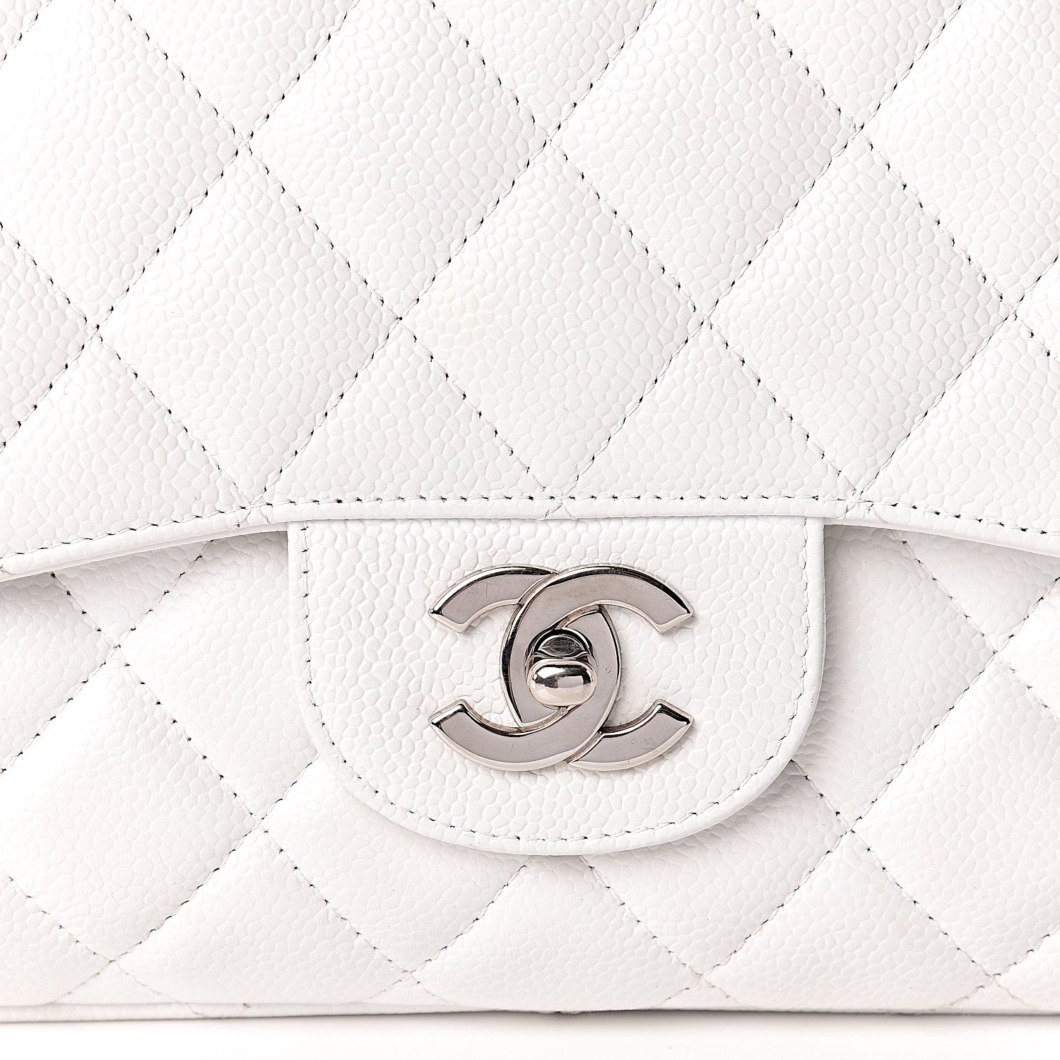 Chanel Caviar Quilted Jumbo Single Flap White 8 of 11