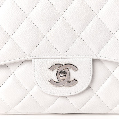 Chanel Caviar Quilted Jumbo Single Flap White 8 of 11