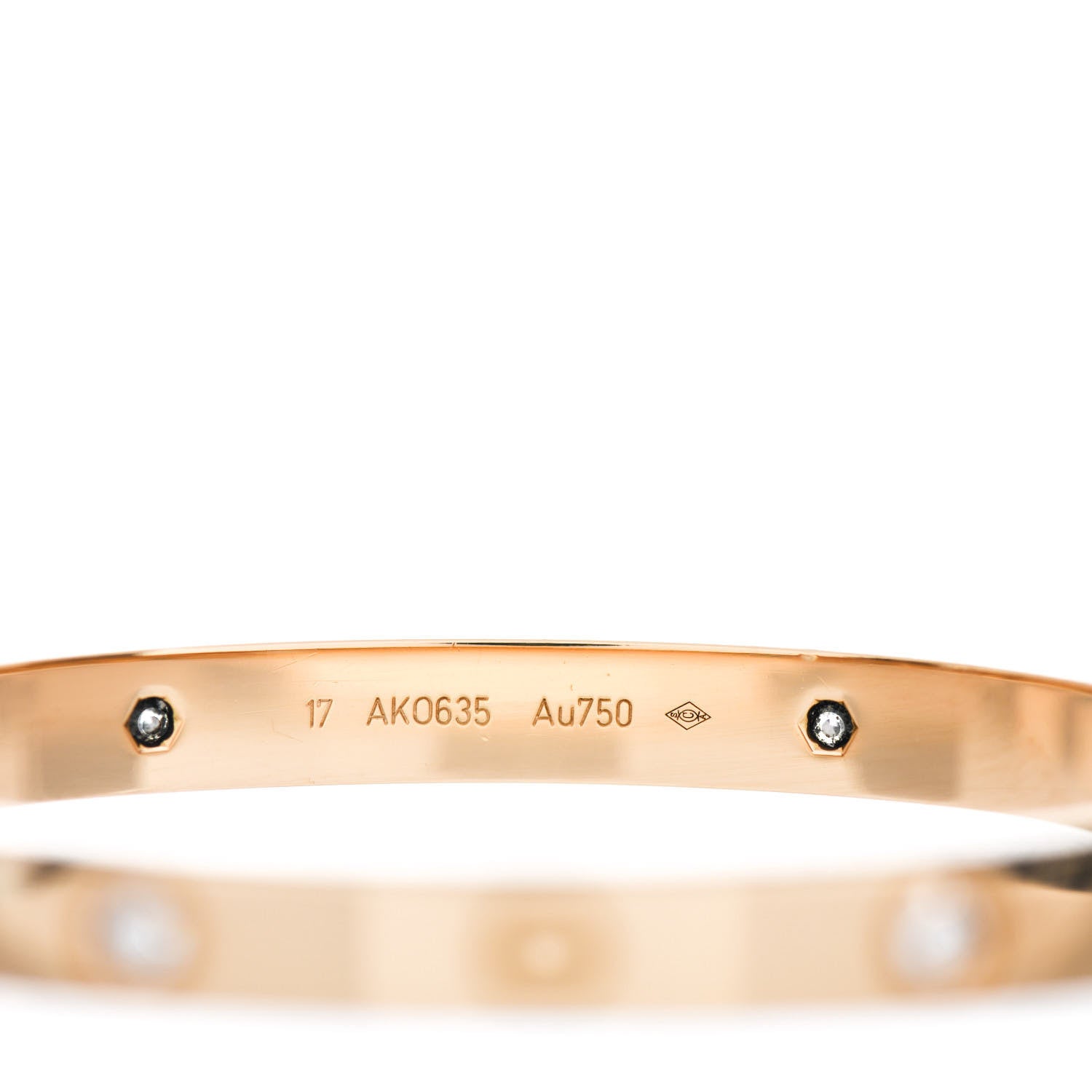 Cartier 18K Yellow Gold 4 Diamond LOVE Bracelet 17 5 of 6