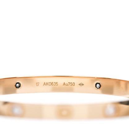 Cartier 18K Yellow Gold 4 Diamond LOVE Bracelet 17 5 of 6