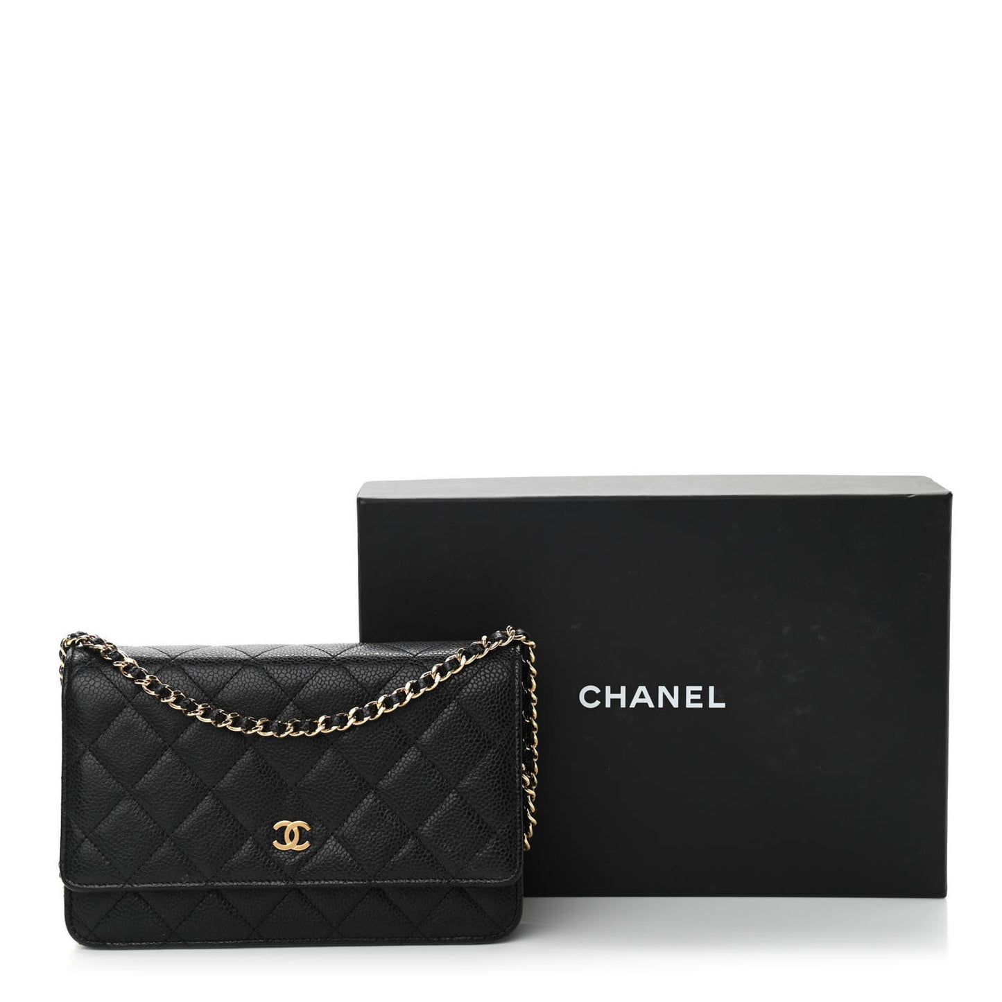 Caviar Quilted Wallet On Chain WOC Black