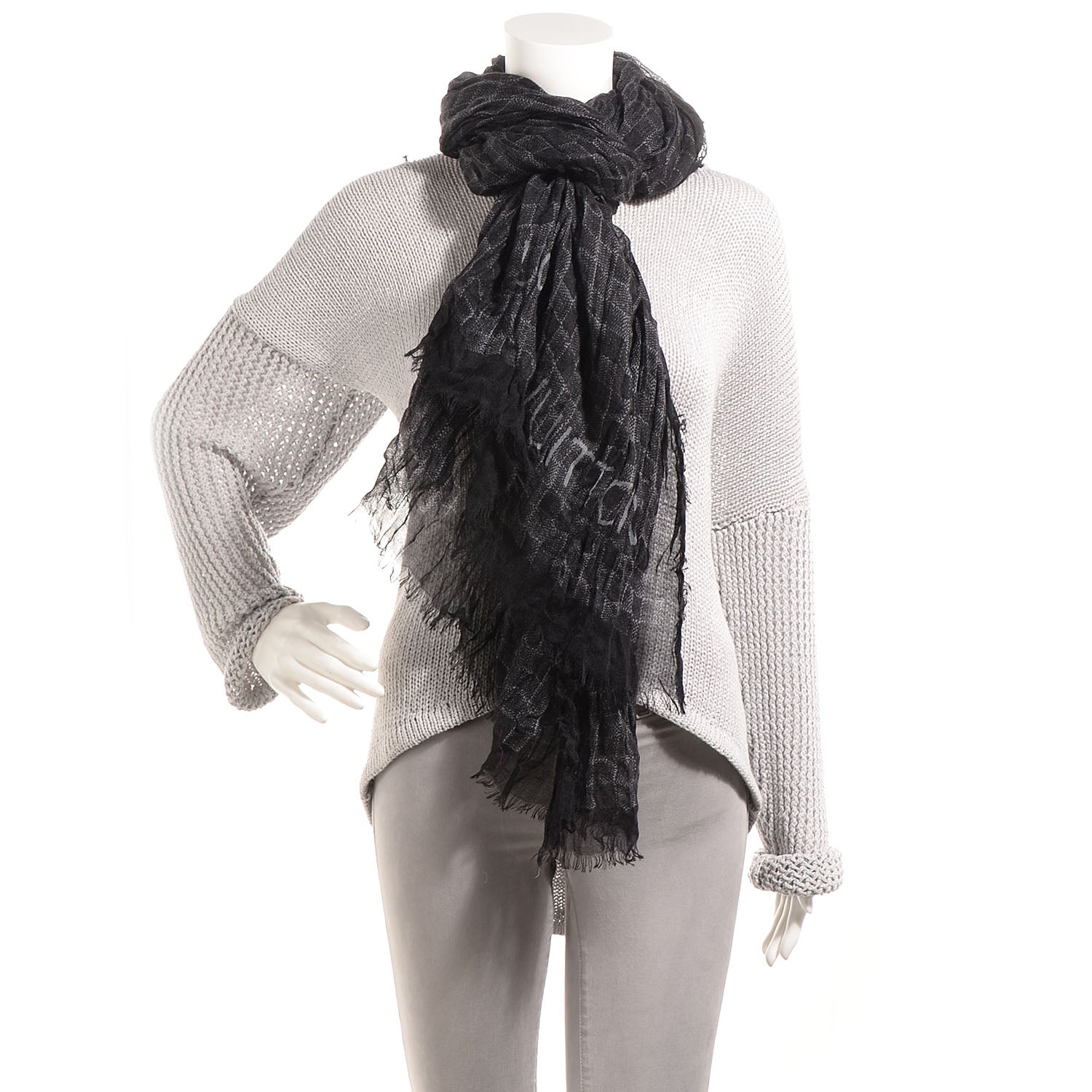 Louis Vuitton Cashmere Silk Damier Etole Stole Black 2 of 7