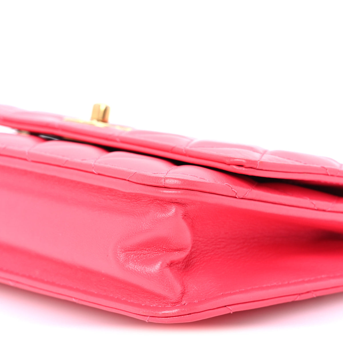 Chanel Lambskin Enamel Quilted CC Wallet on Chain WOC Pink 10 of 10