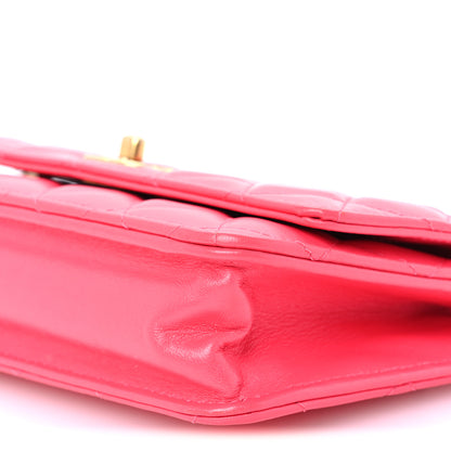 Chanel Lambskin Enamel Quilted CC Wallet on Chain WOC Pink 10 of 10