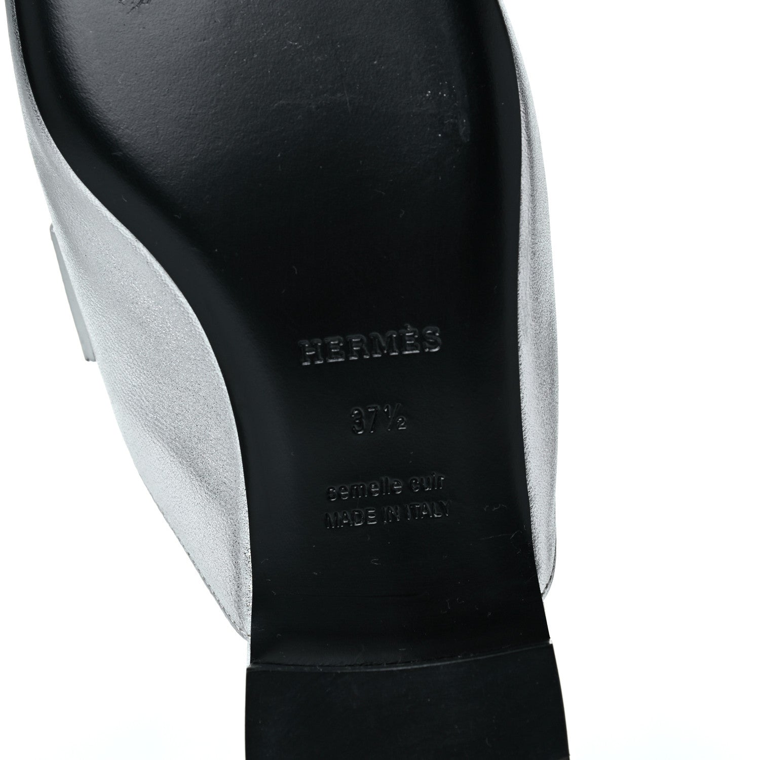 Hermes Metallic Nappa Trocadero Mule 37.5 Gris Argento 6 of 16