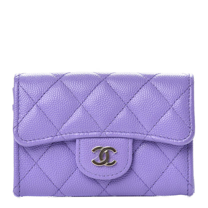 Chanel Caviar Quilted Flap Card Holder Wallet Purple 1 of 9