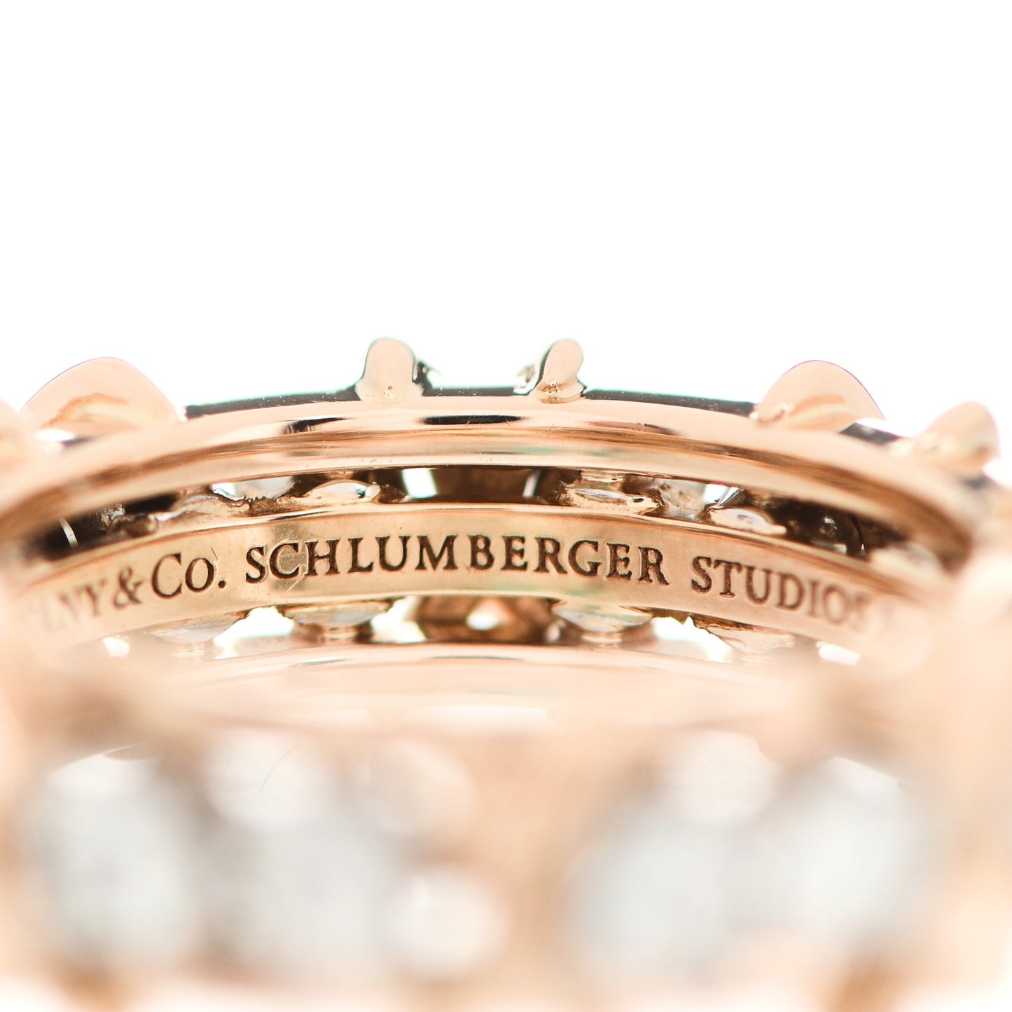 18K Rose Gold Platinum Diamond Schlumberger Sixteen Stone Ring 48 4.5