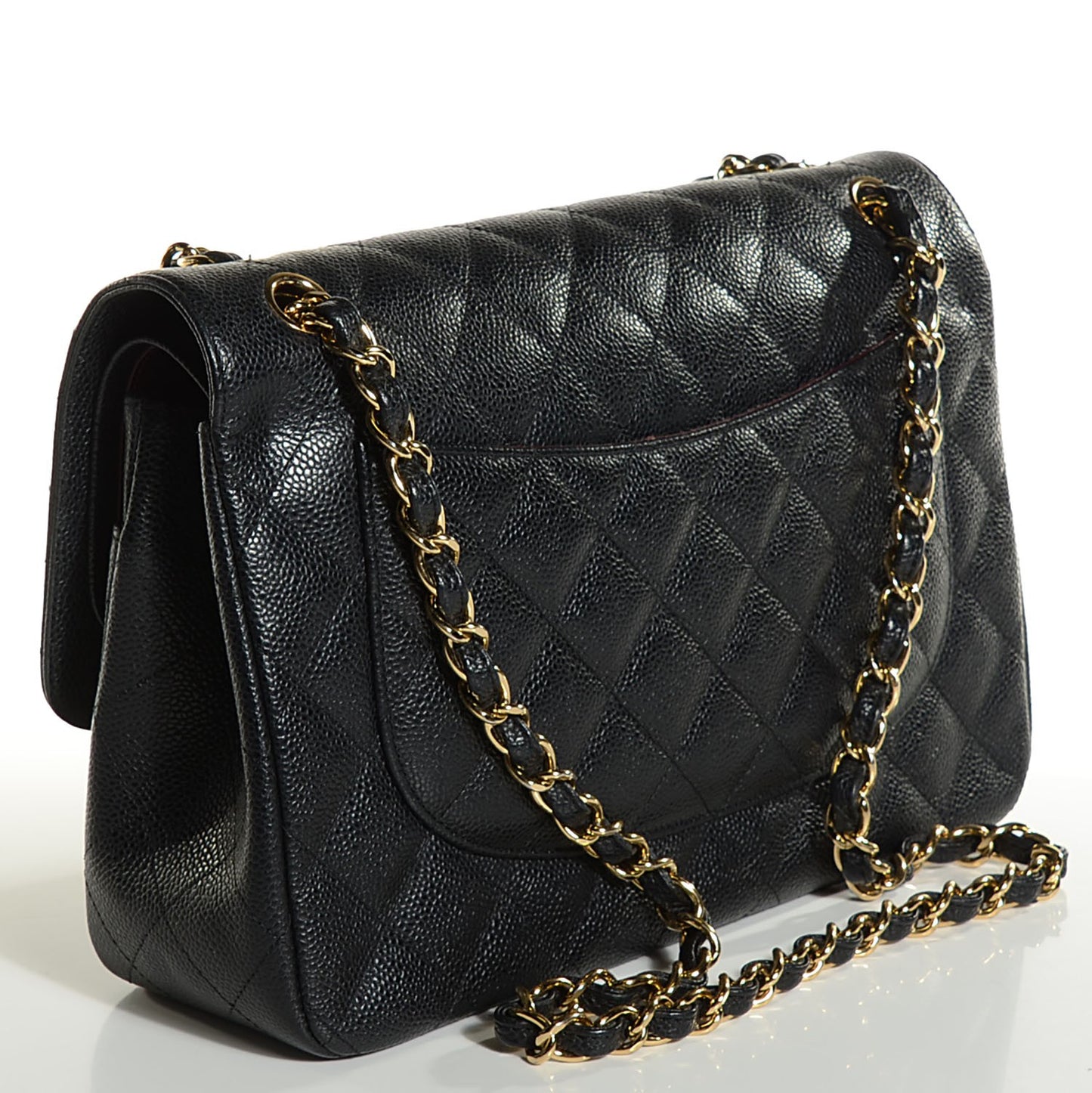Caviar Quilted Jumbo Double Flap Black