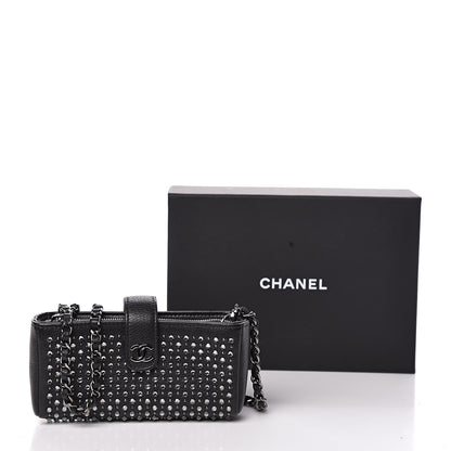 Chanel Calfskin Strass Studded Mini Phone Holder Clutch Black 14 of 14