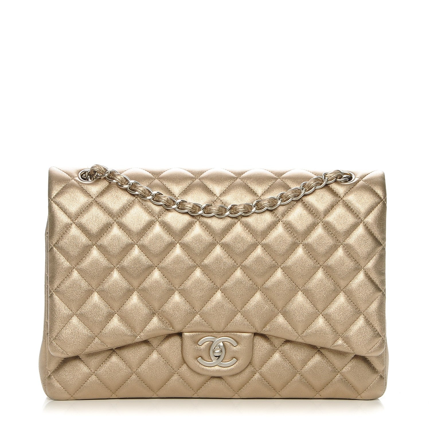Chanel Metallic Lambskin Quilted Maxi Double Flap Gold 1 of 7